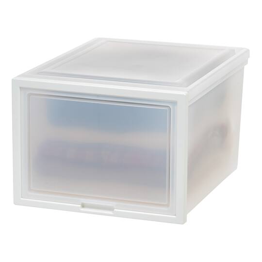 Iris® White Deep Box Chest With Sliding Door, 3 Pack